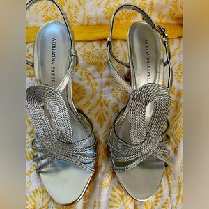 Adrianna Papell silver heels